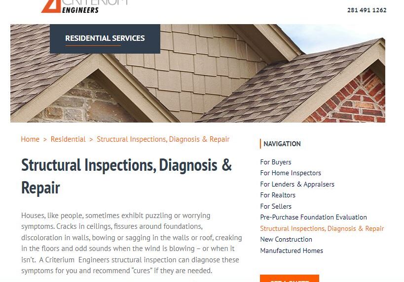 Structural Engineering Inspections, Diagnosis & Repair